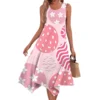 Women's Casual Fashion Round Neck Sleeveless Print Irregular Hem Midi Dress - Image 23