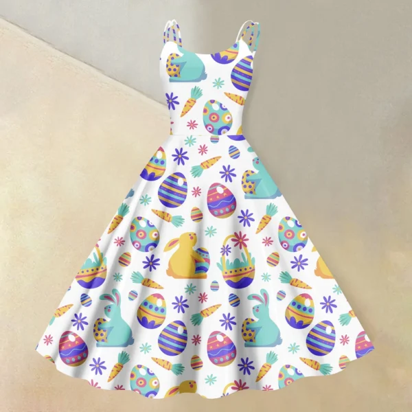 Women's  Casual Fashion Flower Print Sexy Off Shoulder Punk Retro Skirt - Image 22