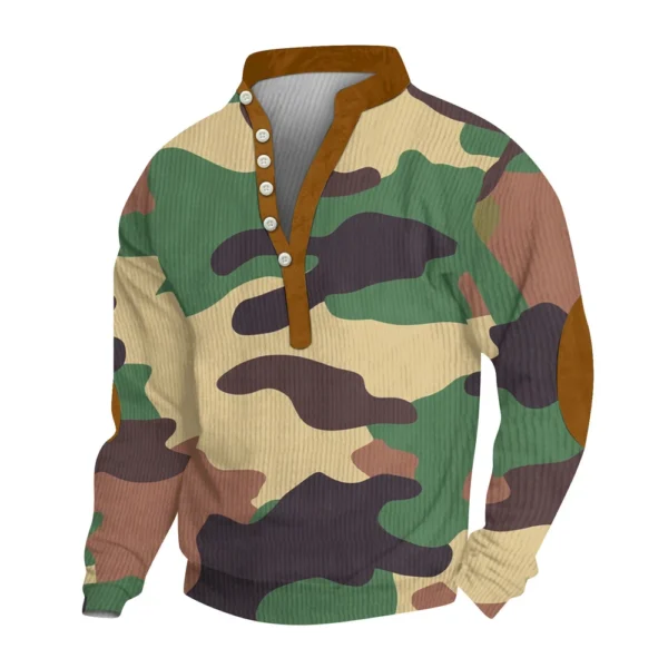 Men's Print Plush Warm Coat Fleece Sweater Casual Coat Pocket Sweater Winter - Image 17