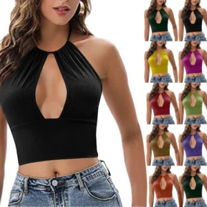 Women's Solid Color Top Sleeveless Top With Chest Pad
