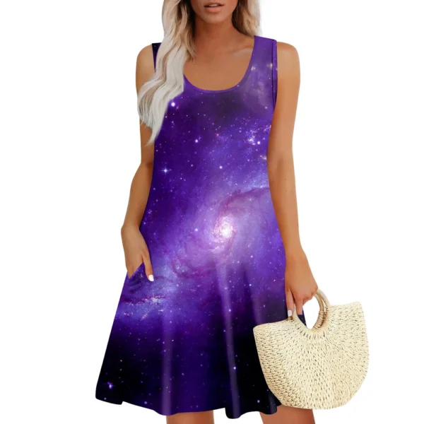 Womens Summer Dresses Easter Print  Loose U Neck Sleeveless Sundresses Dress - Image 17