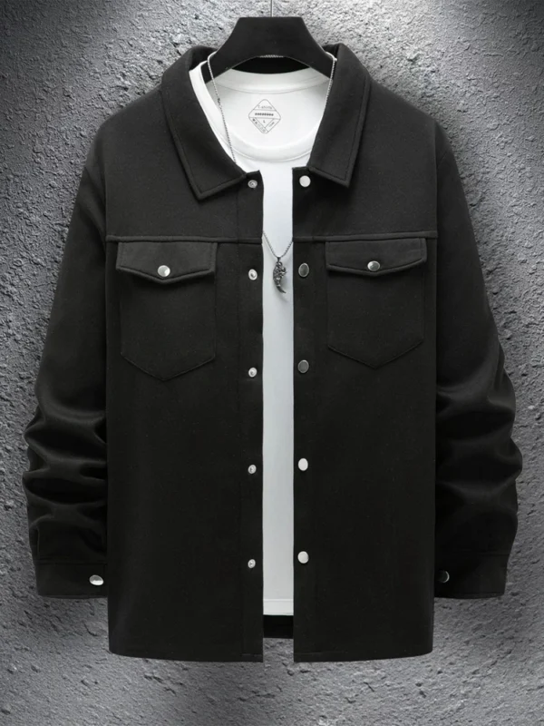 Casual men's slim jacket with lapel single breasted solid color - Image 7