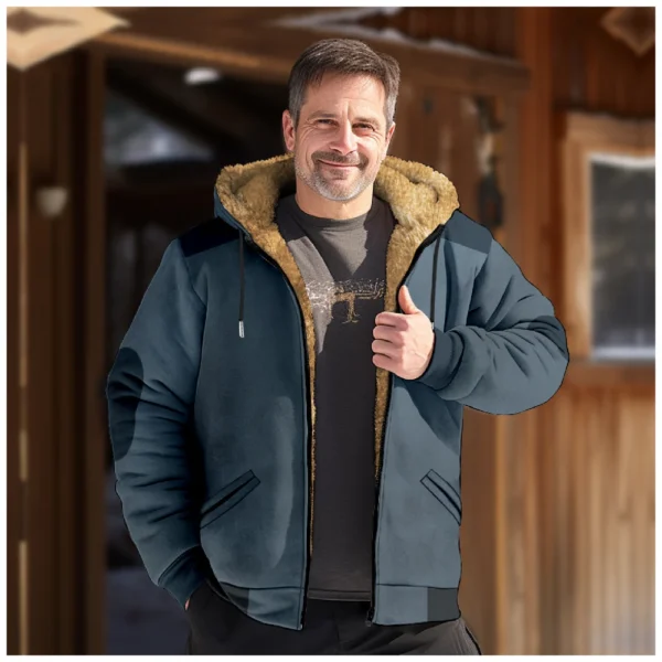 Men's Winter Print Jacket Men's Casual Trend Zipper Hooded Jacket - Image 12