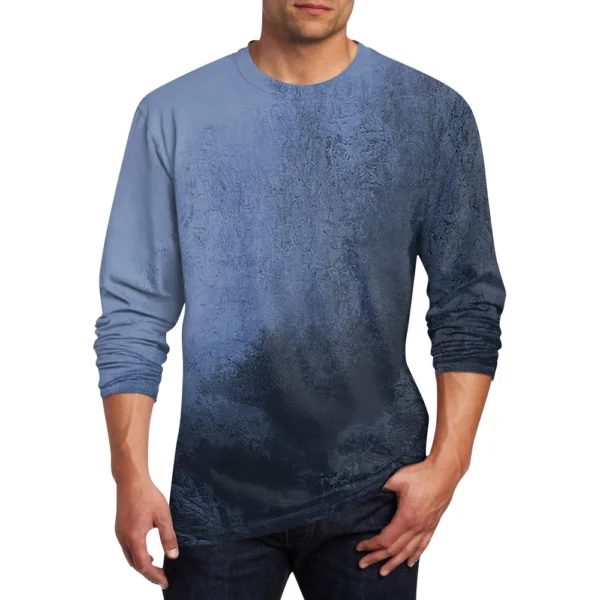 Men's T Shirt O-Neck Clothing Apparel Outdoor Long Sleeve Print Fashion - Image 26