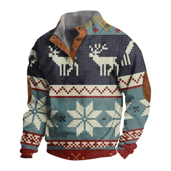 Men's Buttoned Sweatshirt With European And American Autumn/winter Printed Long - Image 6