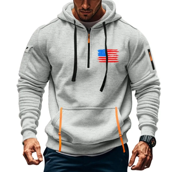 Men's Printed Sweatshirt Hoodie Zipper Arm Pocket Cardigan Men's Sports Large - Image 25