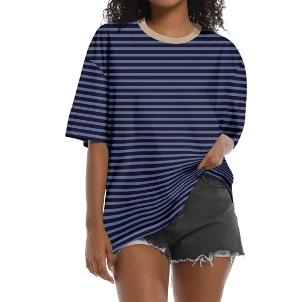 Shirt For Women's Fashion Casual Falling Shoulder Sleeves Round Neck Short - Image 25