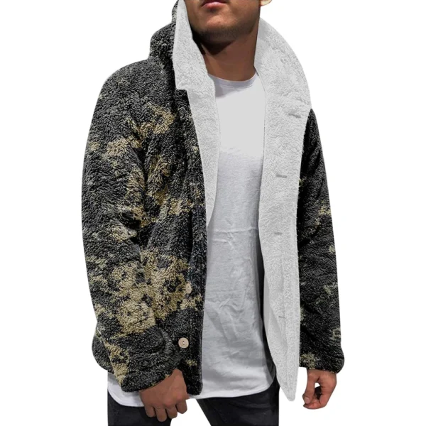 Men'S Winter Zipper Hooded Fleece Sweatshirt With Patch Pocket Casual Jacket - Image 4