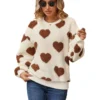 Plush love print long-sleeved crew-neck hoodie - Image 5