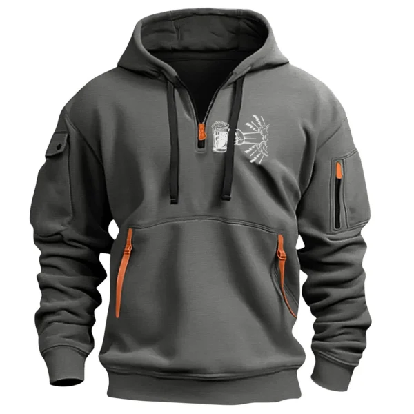 Men's Printed Sweatshirt Hoodie Zipper Arm Pocket Cardigan Men's Sports Large - Image 20