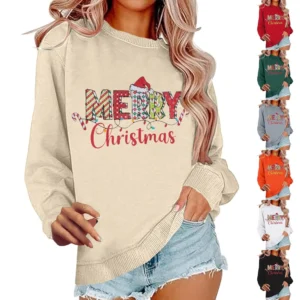 Women's Casual Loose Solid Color Easter Print Round Neck Long Sleeve Hoodie