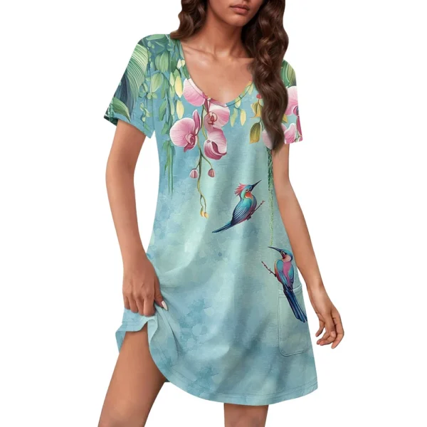 Women's Casual Sundress With Pockets Summer Boho Beach Dress Floral Blouses For - Image 35