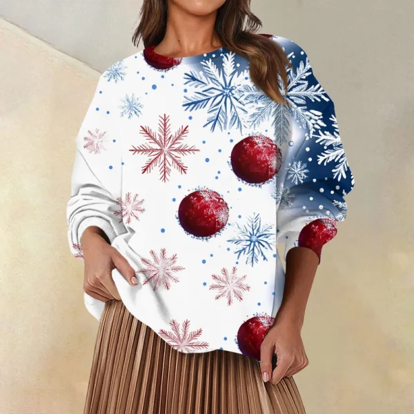 Women's Fashion Casual Round Neck Loose Long Sleeve Solid Color Sweatshirt - Image 37