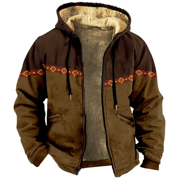Men's Winter Print Jacket Men's Casual Trend Zipper Hooded Jacket - Image 20