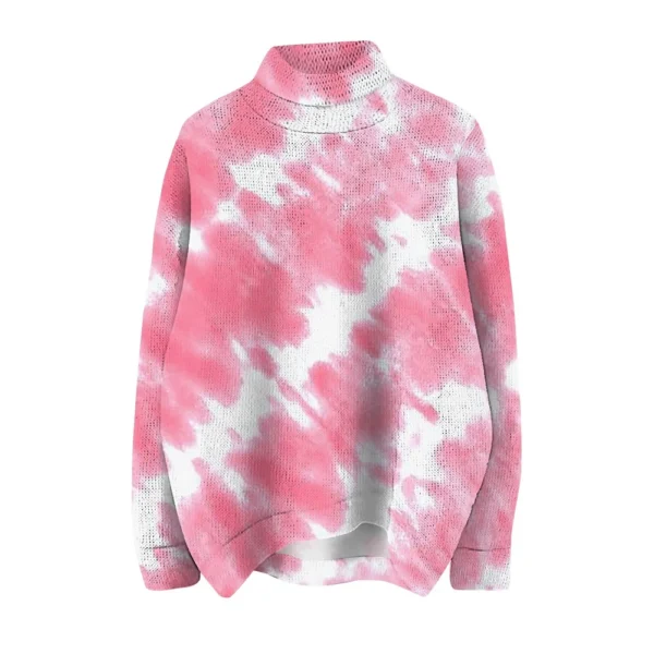 Women's Crew-neck Casual Long-sleeved Striped Printed Turtleneck Knitted Top - Image 16