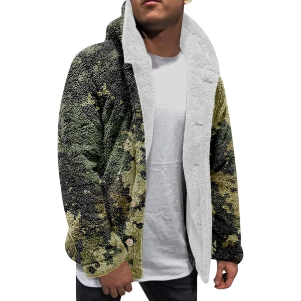 Men'S Winter Zipper Hooded Fleece Sweatshirt With Patch Pocket Casual Jacket - Image 6