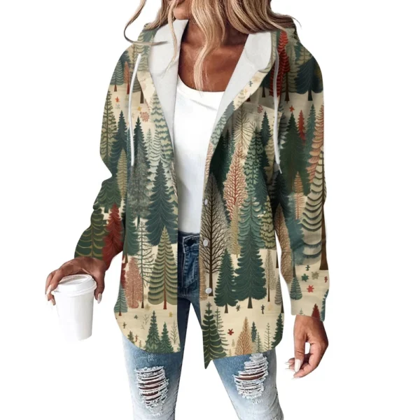 Women's Coat Casual And Fashionable Composite Thick And Warm Printed Hooded - Image 2