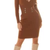 V-neck knitted dress tight for women - Image 61