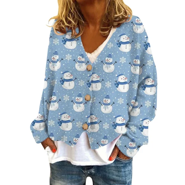 Women's Fashion Short Coat Casual Long Sleeve Printed Single Breasted Plush Top - Image 38