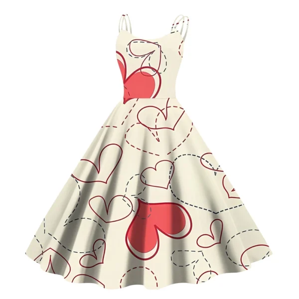 Christmas Ladies Casual Fashion Flower Print Sexy Off Shoulder Punk Retro Skirt - Image 14
