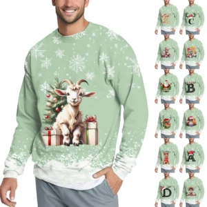 Men's Casual Fashion Comfortable Christmas Printed Round Neck Pullover