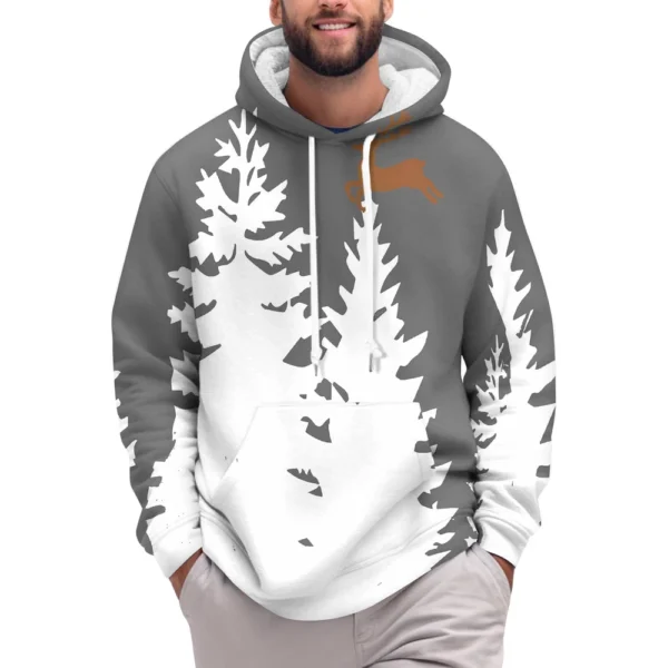 Men's Print Plush Warm Coat Fleece Sweater Casual Coat Pocket Sweater Winter - Image 10