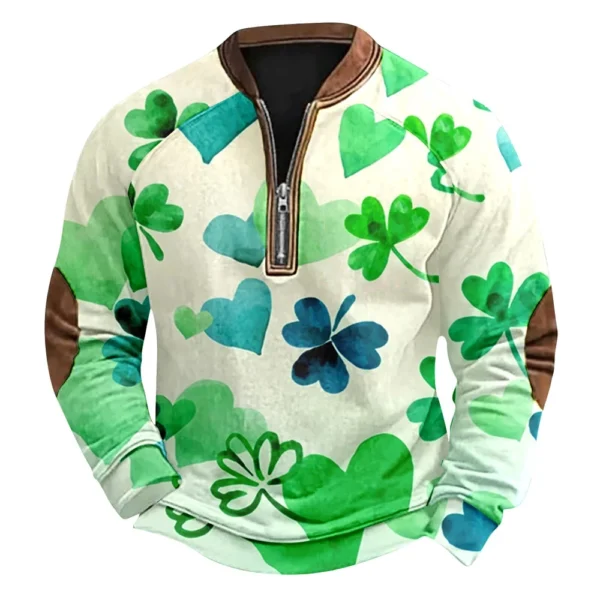 Men's St. Patrick's Day Vintage Casual Zip Sweatshirt Outdoor Casual Top - Image 6