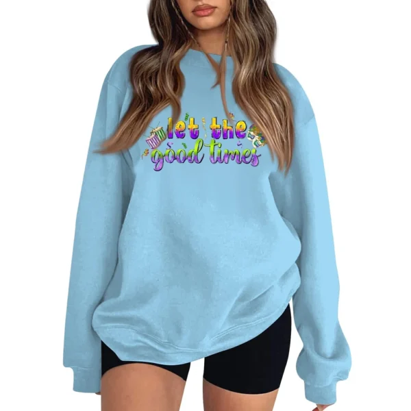 Women's Casual Fashion Carnival Print Long Sleeve O-Neck Sweatshirts Pullover - Image 3