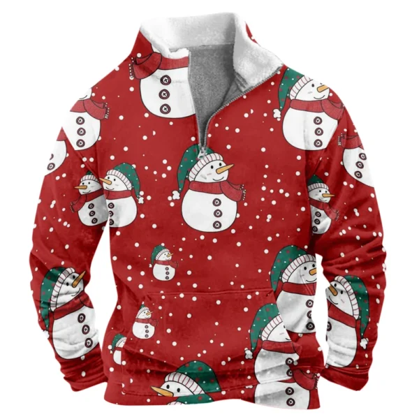 Men's  Loose Casual Fashion Stand Collar Half-Zip Hoodless Sweatshirt - Image 31