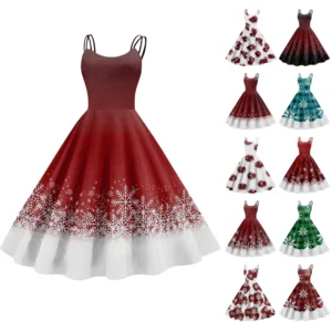 Women's Fashion Sexy Strapless Gothic Cocktail Christmas Graphic Printed