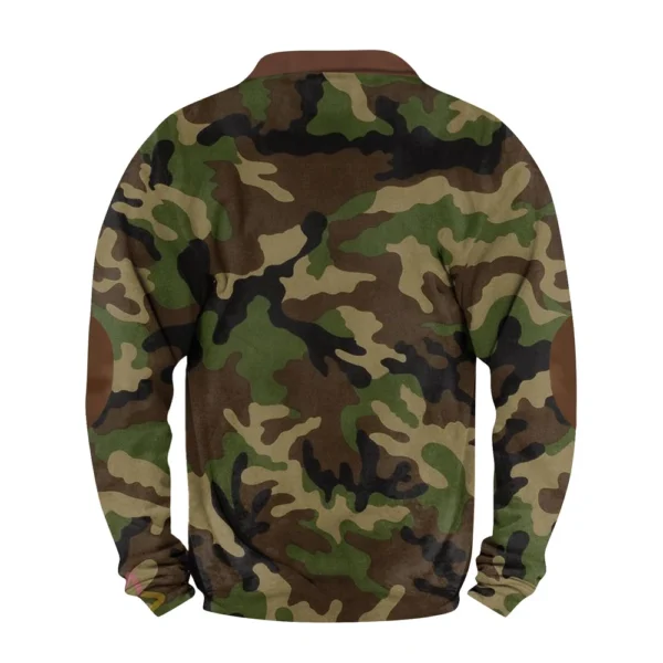 Men's Fashion Casual Half Zip Neck Loose Long Sleeve Camouflage Sweatshirt - Image 12