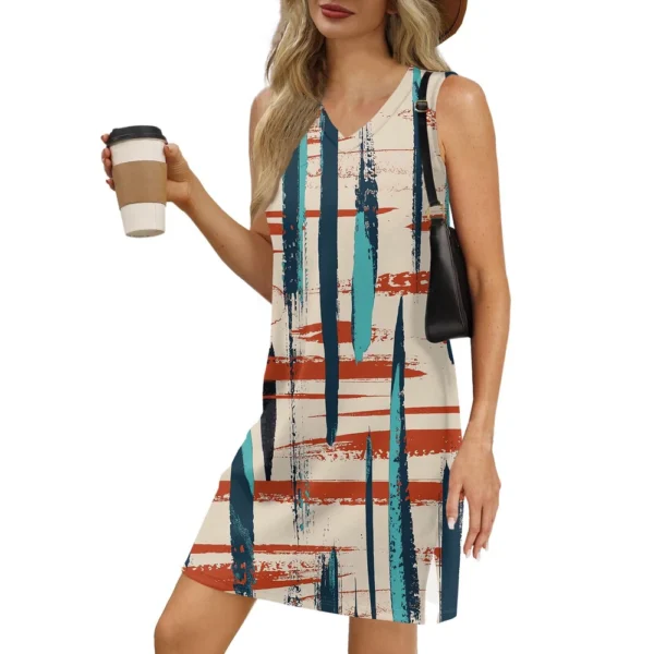Women's V-neck Summer Casual Beach Vacation Women's Sleeveless Vintage Print - Image 8