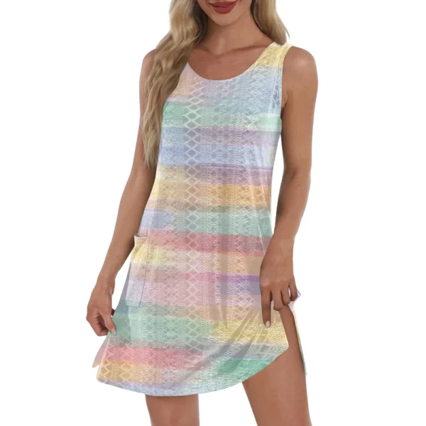Women's Casual Sundress With Pockets Summer Boho Beach Dress T-Shirts Dress V - Image 4