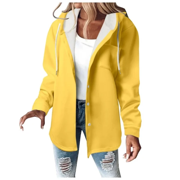 Fleece Hoodies For Women Warm Print Sweatshirt Button Lined Drawstring Hooded - Image 56