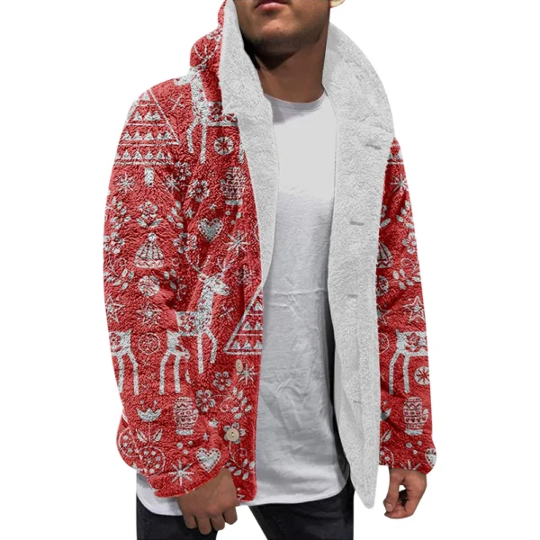 Men'S Winter Zipper Hooded Fleece Sweatshirt With Patch Pocket Casual Jacket - Image 2
