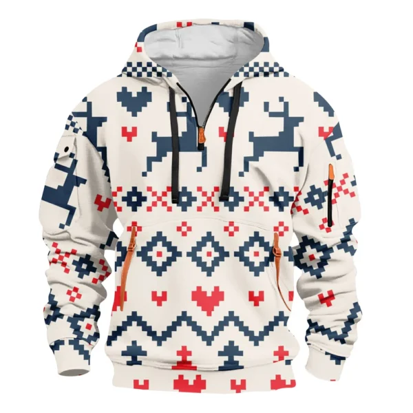Men's Printed Sweatshirt Hoodie Zipper Arm Pocket Cardigan Men's Sports Large - Image 5