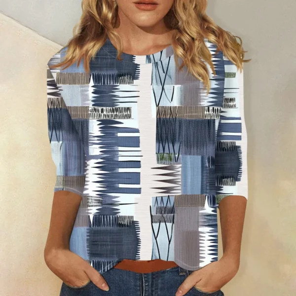 3/4 Sleeve Tops For Women T-Shirt Casual  Print Tops T Shirt Round Neck - Image 16