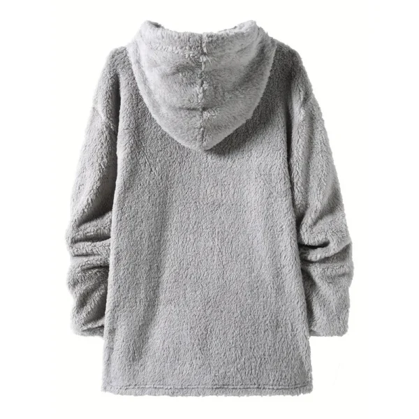 Men's Side Seam Pocket Hooded Lapel Solid Color Double-sided Velvet Hooded Long - Image 9