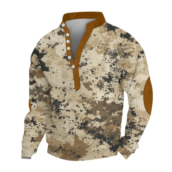 Men's Print Plush Warm Coat Fleece Sweater Casual Coat Pocket Sweater Winter - Image 20