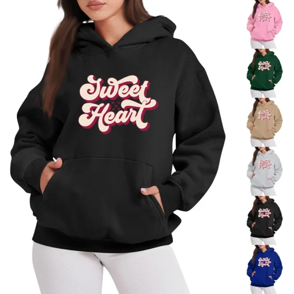 SWEET HEANT Women's Fashion Casual Pullover Hoodie Valentine's Day Printed - Image 9