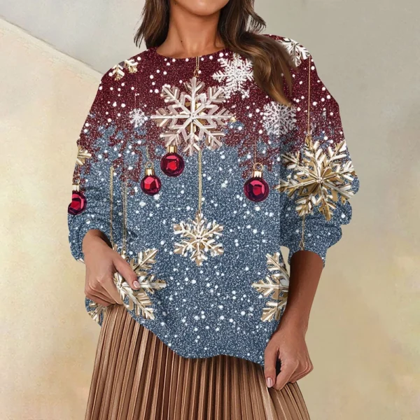 Women's Fashion Casual Round Neck Loose Long Sleeve Solid Color Sweatshirt - Image 43