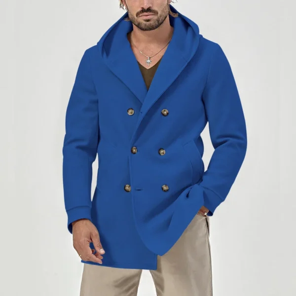 Men's trench coat long lapel hood casual trench coat - Image 7