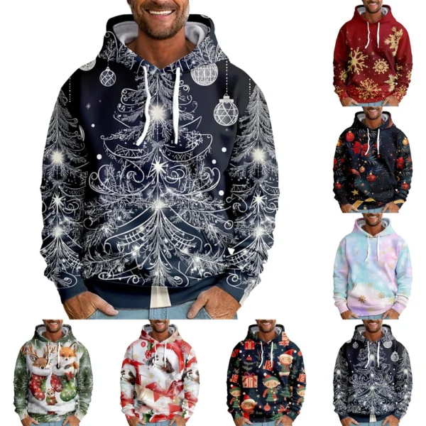 Men's Loose Printed Hooded Sweatshirt Men's Casual Fashion Sports Sweatshirt