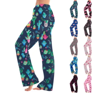 Women Winter Plaid Pants Full Length Long Trousers Sports Pants