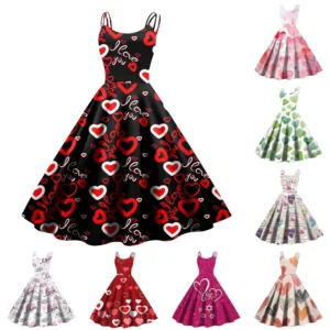 Christmas Ladies Casual Fashion Flower Print Sexy Off Shoulder Punk Retro Skirt