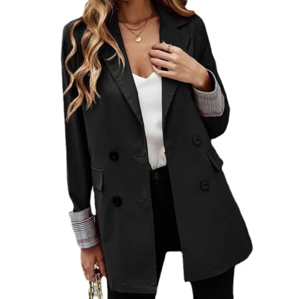 Fashion loose suit solid color collar coat women - Image 5