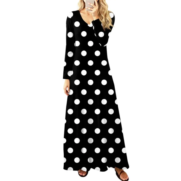 Women's Casual Fashion Long Sleeve Graphic Printed Vintage Long Dresses Fall - Image 7