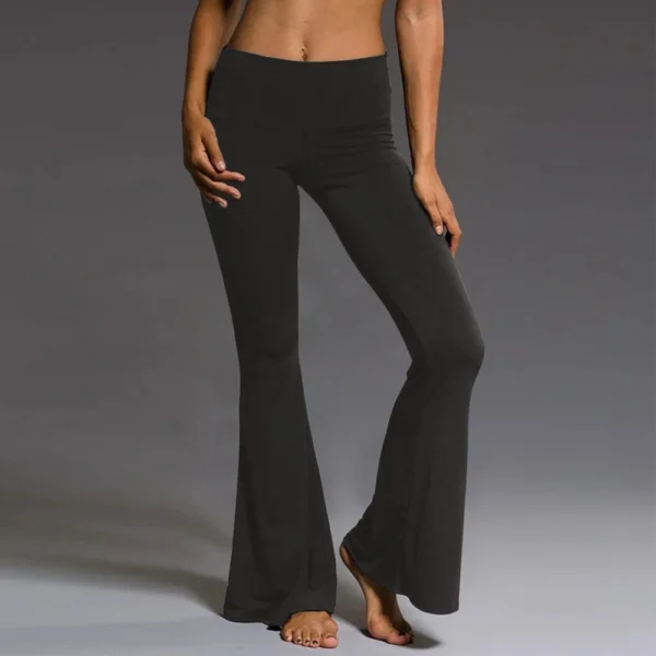 Women's Solid Color Relaxed Sports Casual High-waisted Flared Yoga Pants Long - Image 11