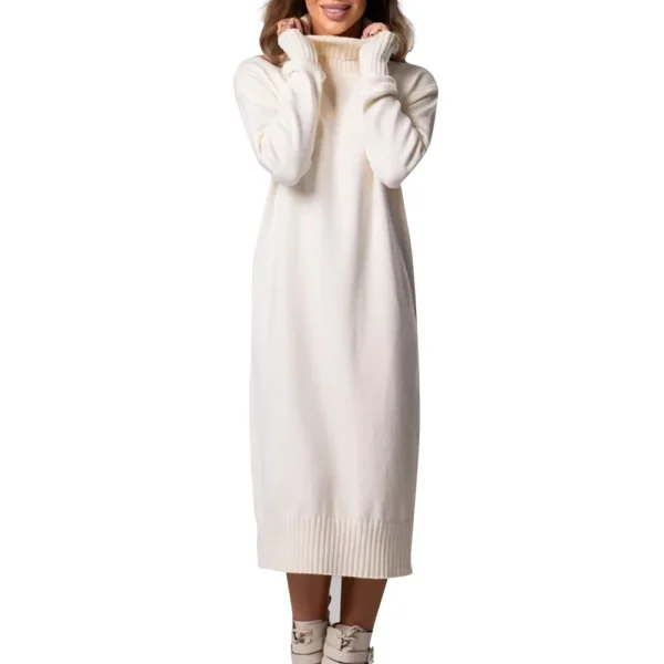 Women's Fall And Winter High Neck Loose Inner Solid Colour Thin Sweater Dress - Image 4