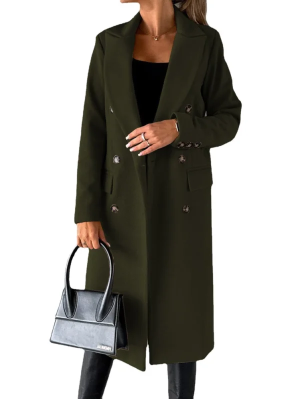Women's long-sleeved lapel solid color slim-fit coat coat - Image 9
